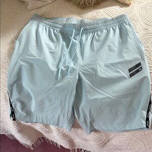 Hurley Pale Gray Drawstring Athletic Swim Shorts with Black Accents